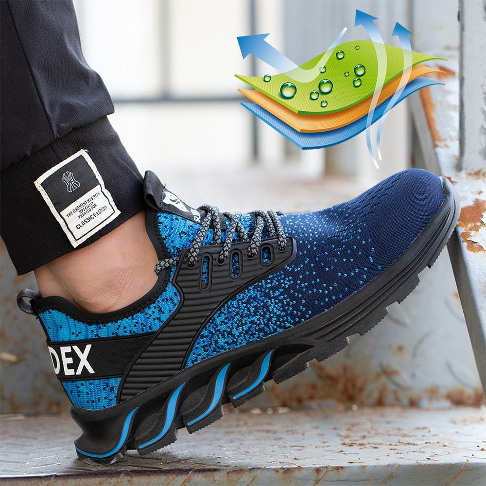 Orthopädische Schuhe verstärkte Sicherheitsstiefel mit Stahlkappe Blau