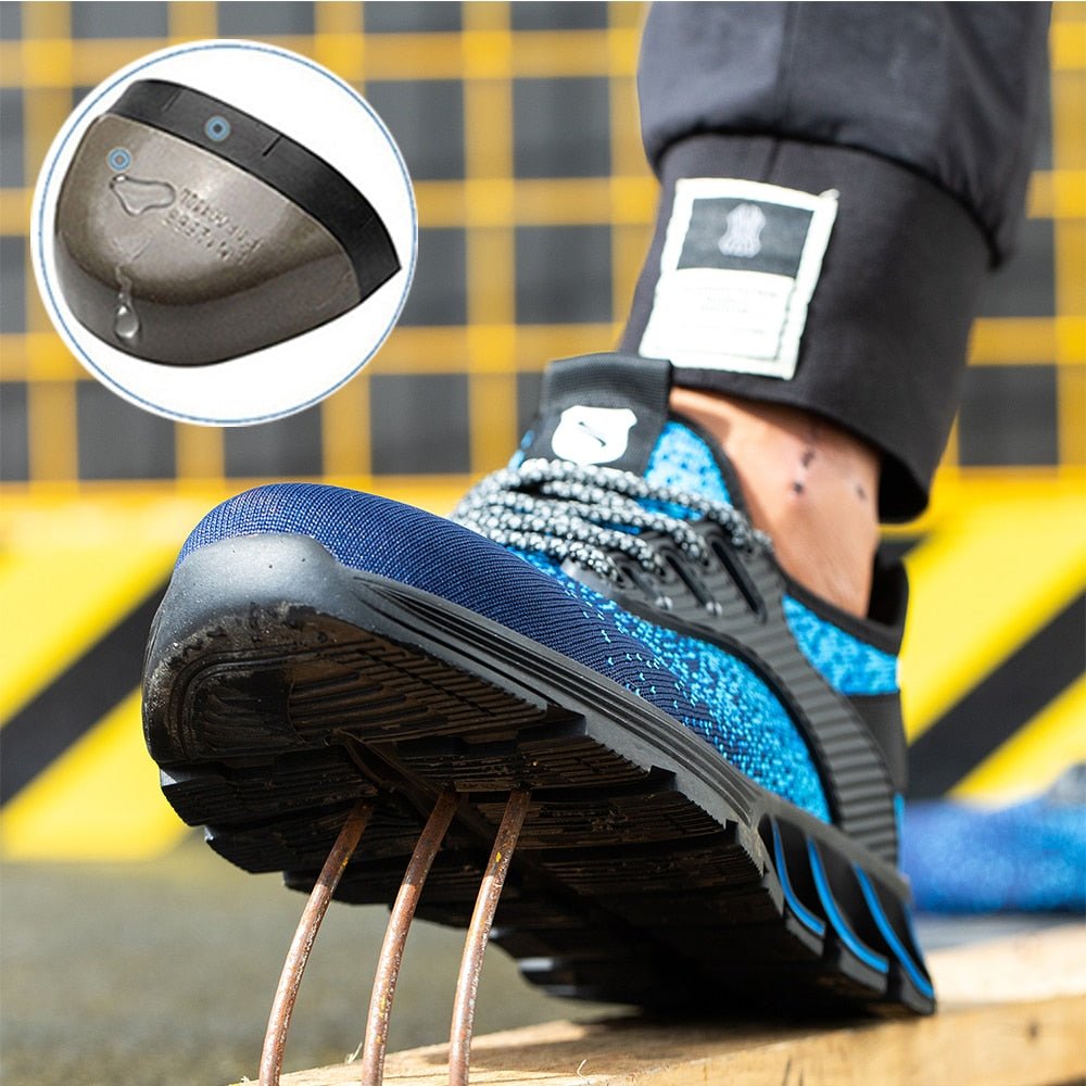 Orthopädische Schuhe verstärkte Sicherheitsstiefel mit Stahlkappe Blau