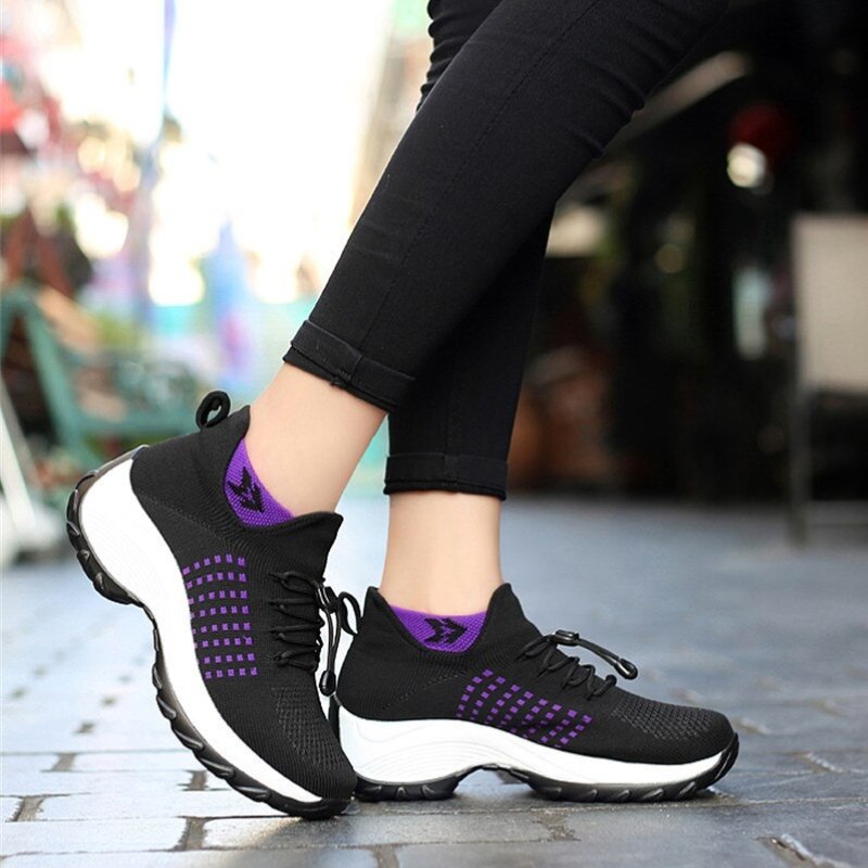 Orthopädische Schuhe mit Stretch-Kissen - Schwarz Lila