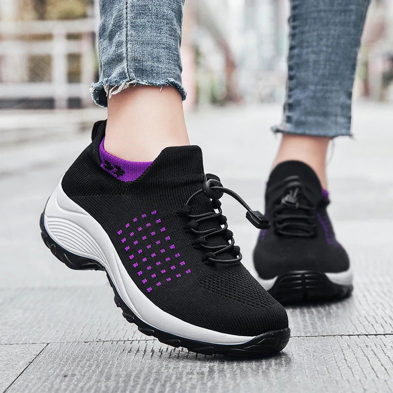 Orthopädische Schuhe mit Stretch-Kissen - Schwarz Lila