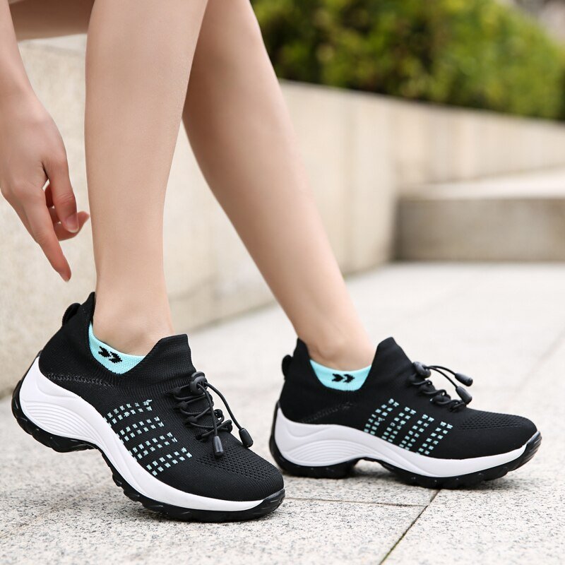 Orthopädische Schuhe mit Stretch-Kissen - Schwarz/Himmelblau