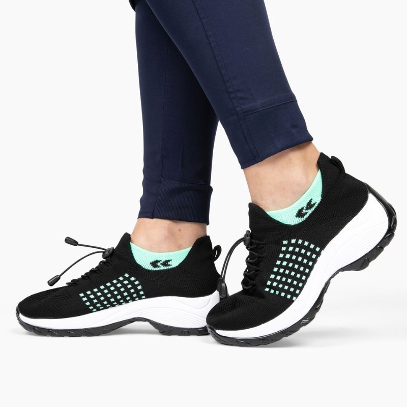Orthopädische Schuhe mit Stretch-Kissen - Schwarz/Himmelblau