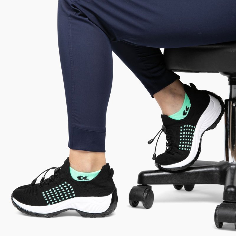 Orthopädische Schuhe mit Stretch-Kissen - Schwarz/Himmelblau