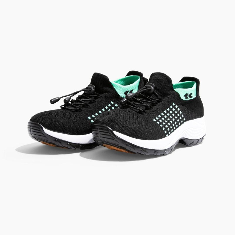 Orthopädische Schuhe mit Stretch-Kissen - Schwarz/Himmelblau