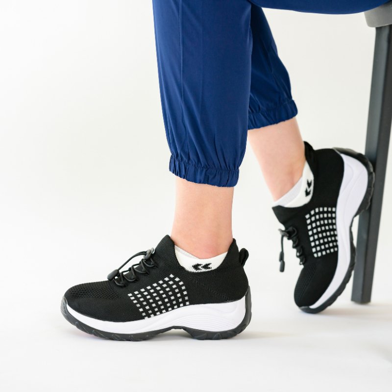 Orthopädische Schuhe mit Stretch-Kissen - Schwarz Weiß