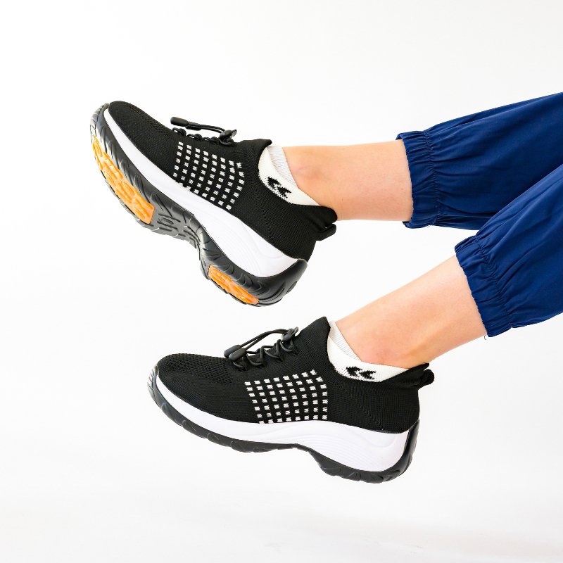 Orthopädische Schuhe mit Stretch-Kissen - Schwarz Weiß