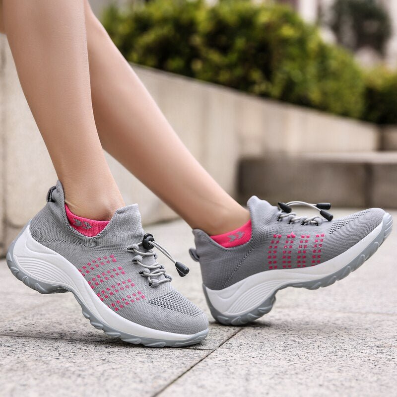 Orthopädische Schuhe mit Stretch-Kissen - Grau Rosa