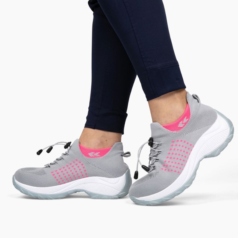 Orthopädische Schuhe mit Stretch-Kissen - Grau Rosa
