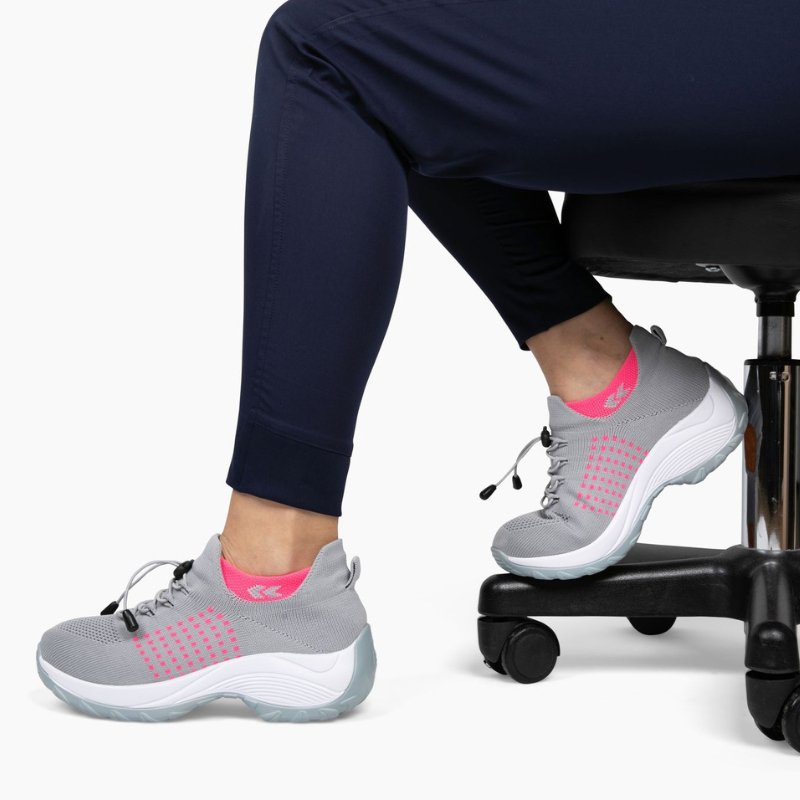 Orthopädische Schuhe mit Stretch-Kissen - Grau Rosa