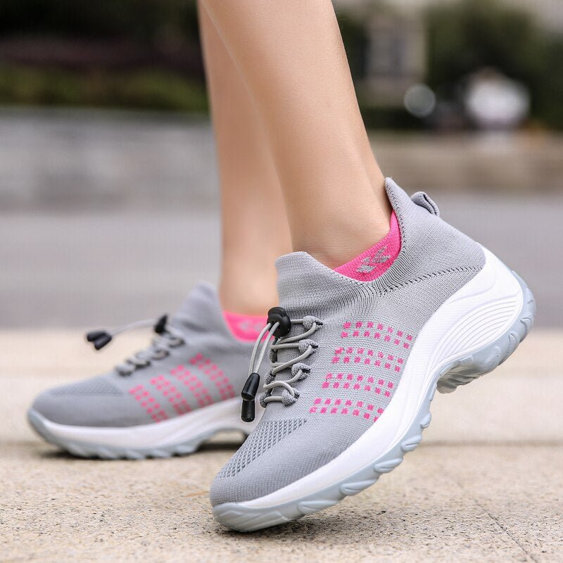 Orthopädische Schuhe mit Stretch-Kissen - Grau Rosa