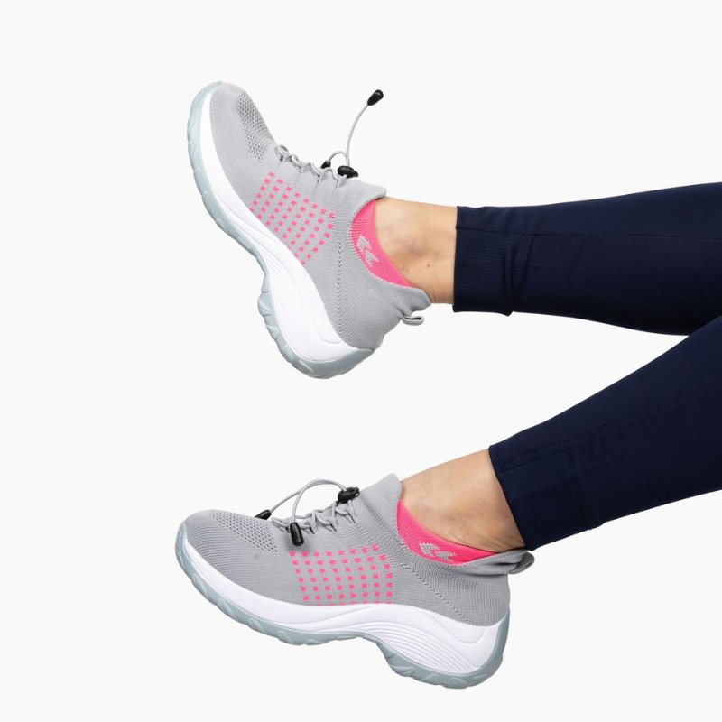 Orthopädische Schuhe mit Stretch-Kissen - Grau Rosa
