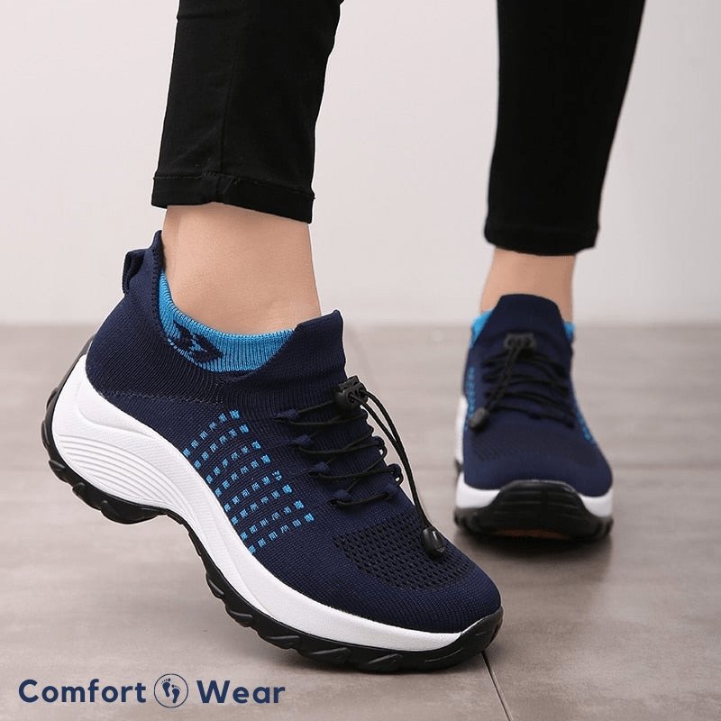 Orthopädische Schuhe mit Stretch-Kissen - Weiß Blau