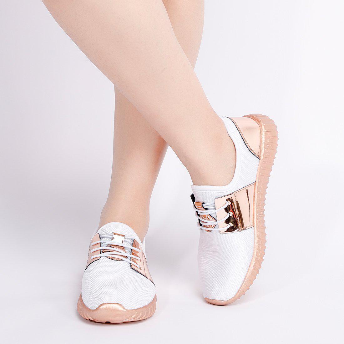 Neue Damen Slip-On-Turnschuhe flach zum Schnüren bequem leicht