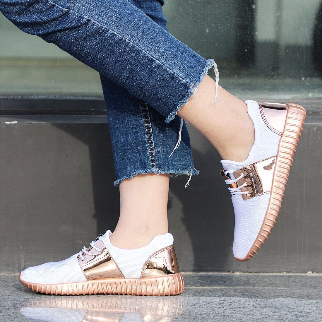 Neue Damen Slip-On-Turnschuhe flach zum Schnüren bequem leicht