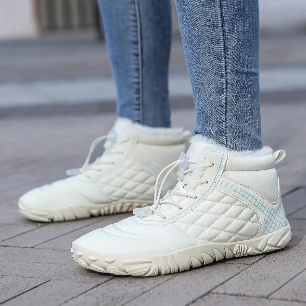 Warme pelzgefütterte rutschfeste Schneestiefel für Herren für die Arbeit im Winter im Freien
