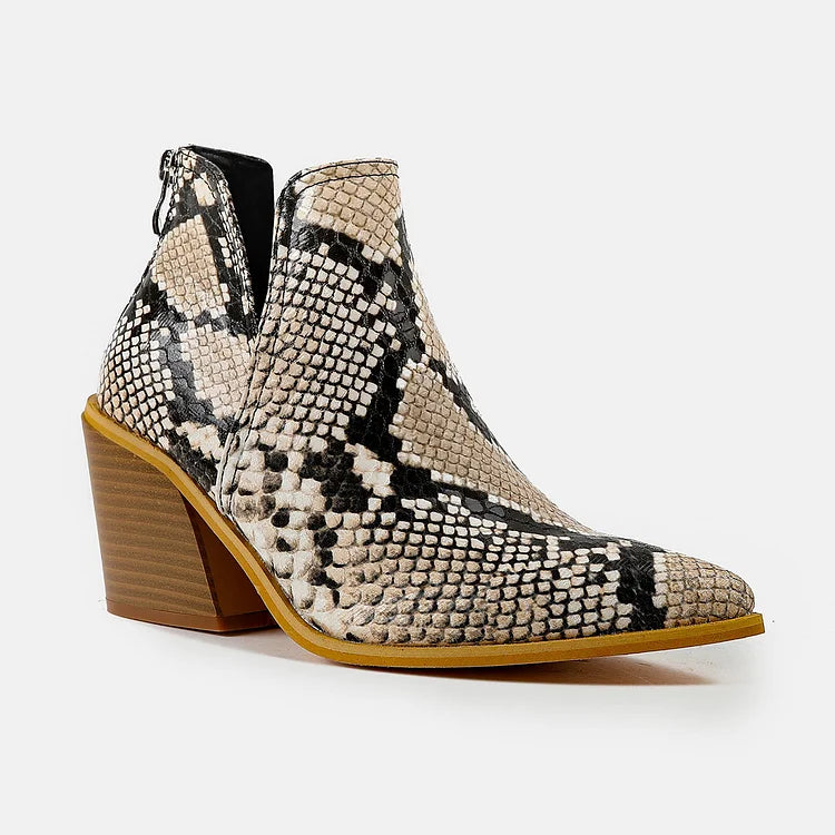 Damen Westernstiefeletten Cowboystiefeletten Cutout Blockabsatz Booties