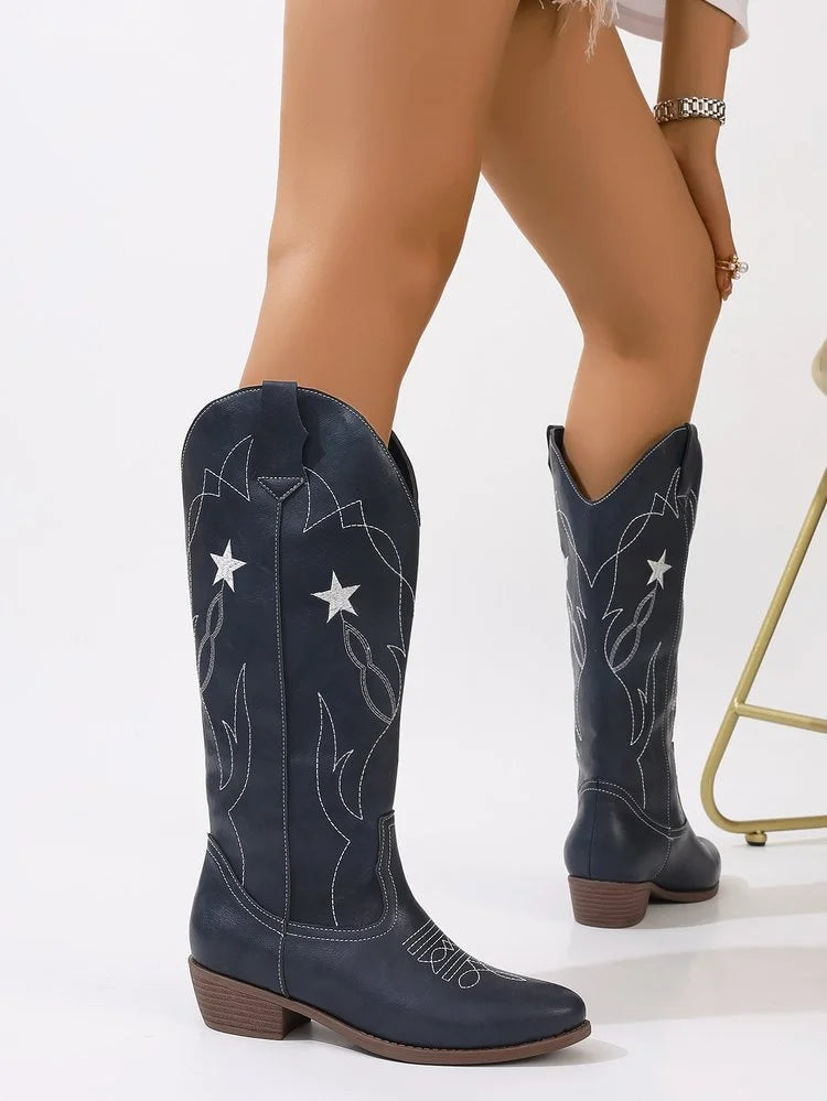 Cowboystiefel mit Sternstickerei