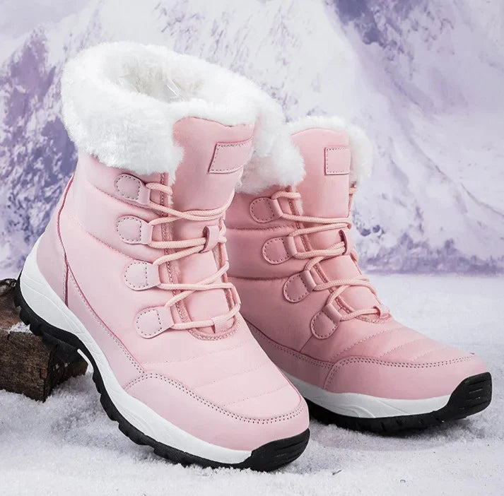 Damen Winter-Schneestiefel - Flauschige Schnürung vorne