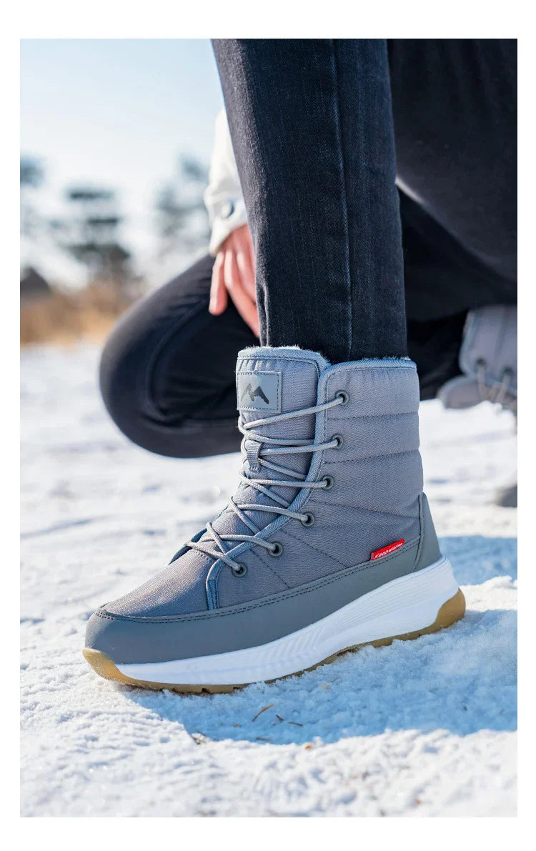 Winter-Schneestiefel aus rutschfestem Samt mit Schnürung