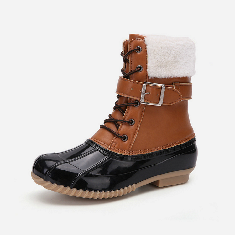 Warme Retro-Entenstiefel aus Kunstwolle