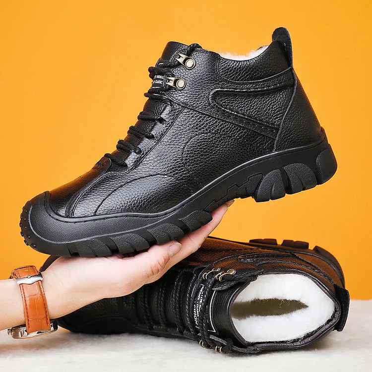Winterstiefel – Wasserdichte pelzgefütterte Lederstiefel für Herren