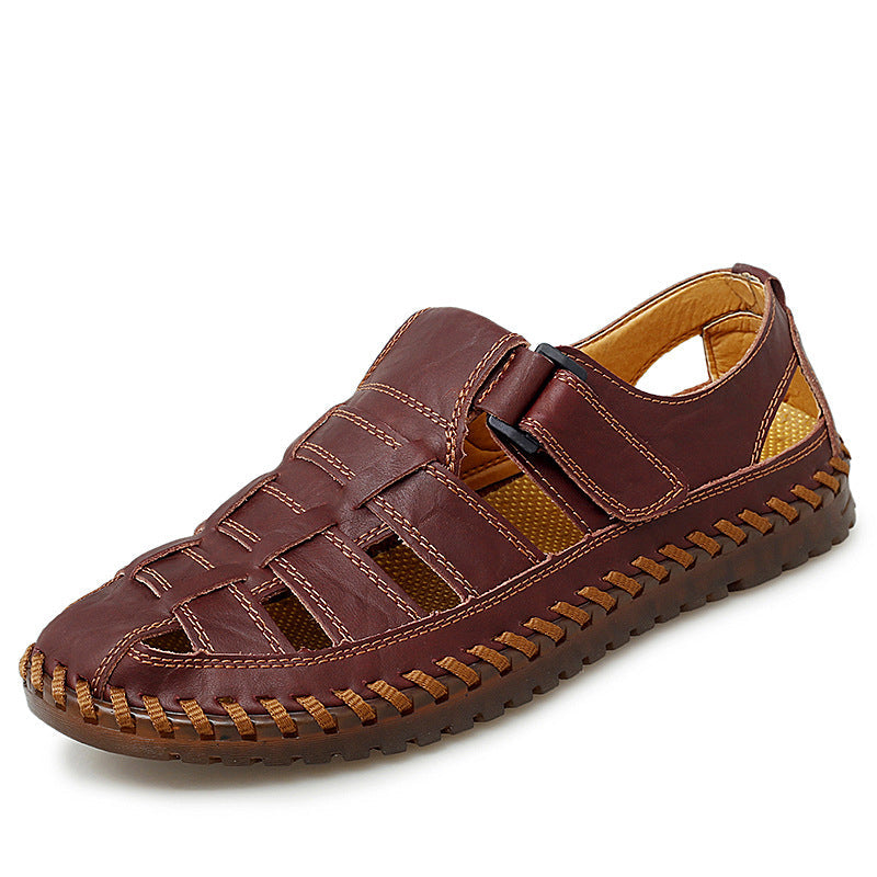 Handgenähte Freizeitsandalen aus weichem Leder für den täglichen Gebrauch im Sommer für Herren