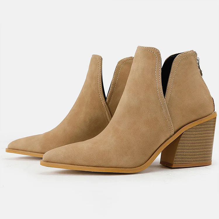Damen Westernstiefeletten Cowboystiefeletten Cutout Blockabsatz Booties