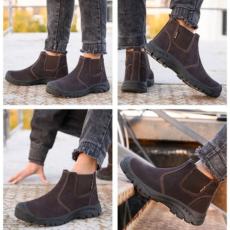 Anti-Smashing Herren Arbeitsstiefeletten Wildleder Stahlkappe Orthopädische Schuhe