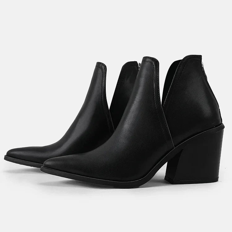 Damen Westernstiefeletten Cowboystiefeletten Cutout Blockabsatz Booties
