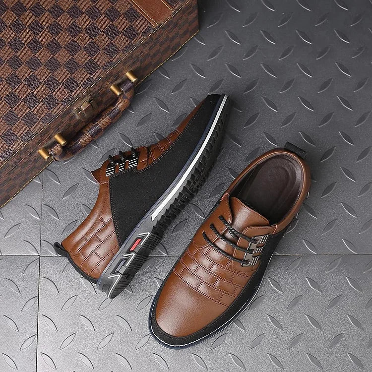 Herren Freizeitschuhe aus Leder britische Schnürschuhe Business-Loafer Oxford bequem atmungsaktiv fürs Autofahren Büro