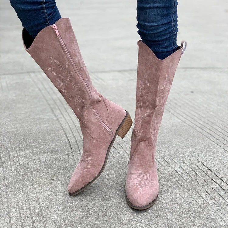 Cowboystiefel aus Wildleder mit Stickerei