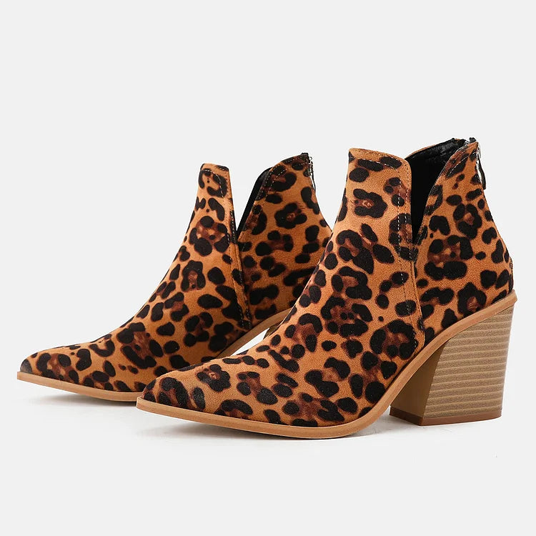 Damen Westernstiefeletten Cowboystiefeletten Cutout Blockabsatz Booties