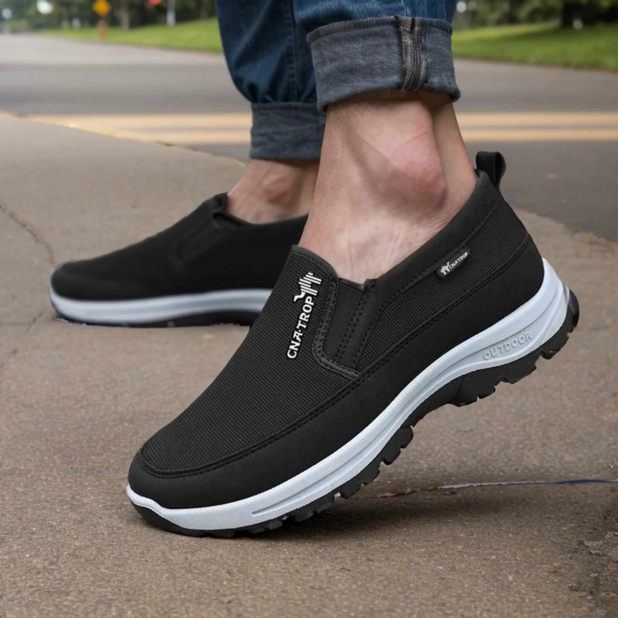 Atmungsaktive orthopädische leichte Wanderschuhe für unterwegs - Schwarz