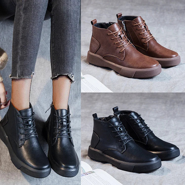 Damen Arch Supportor Leder Stiefeletten Warme Femme Kurze Stiefel Wasserdichte Schuhe