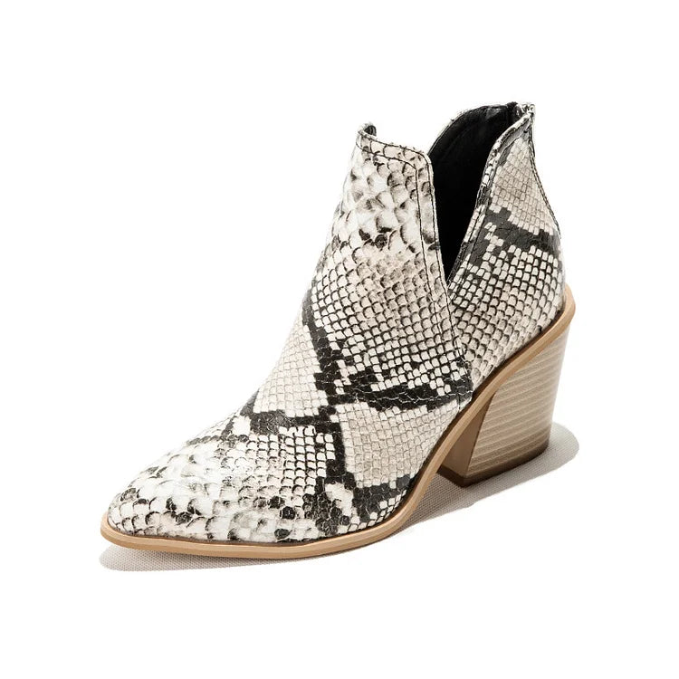 Damen Westernstiefeletten Cowboystiefeletten Cutout Blockabsatz Booties