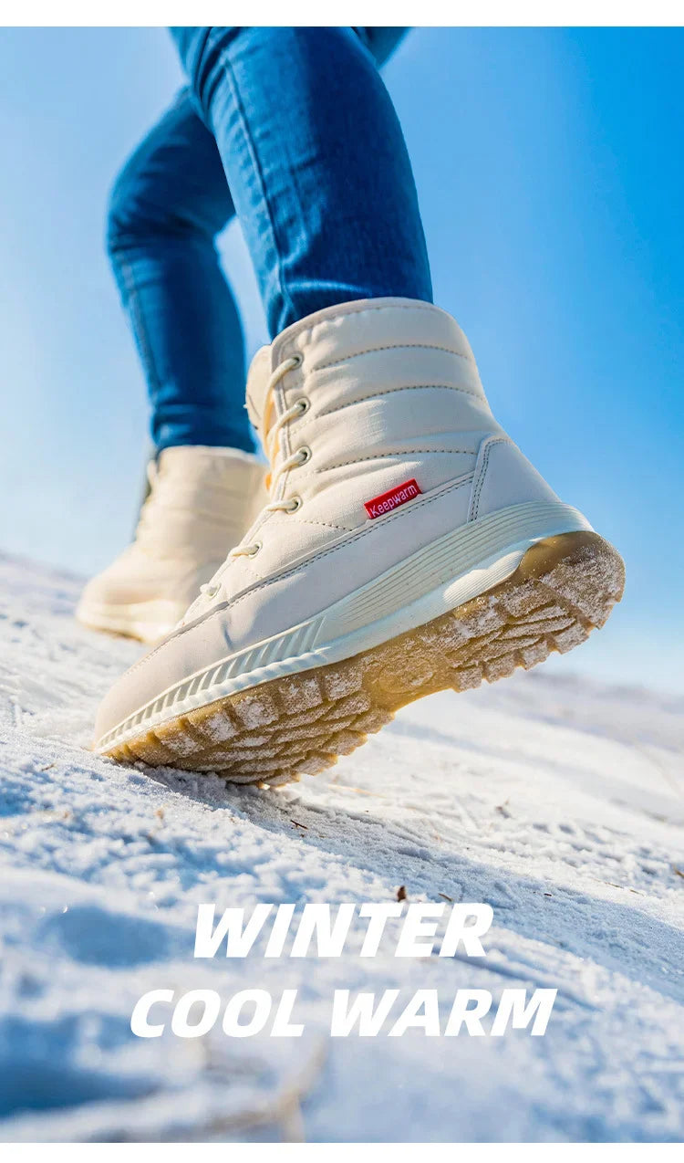 Winter-Schneestiefel aus rutschfestem Samt mit Schnürung