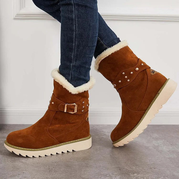 Rutschfeste Schneestiefeletten warme Schlupfstiefeletten mit Fellfutter