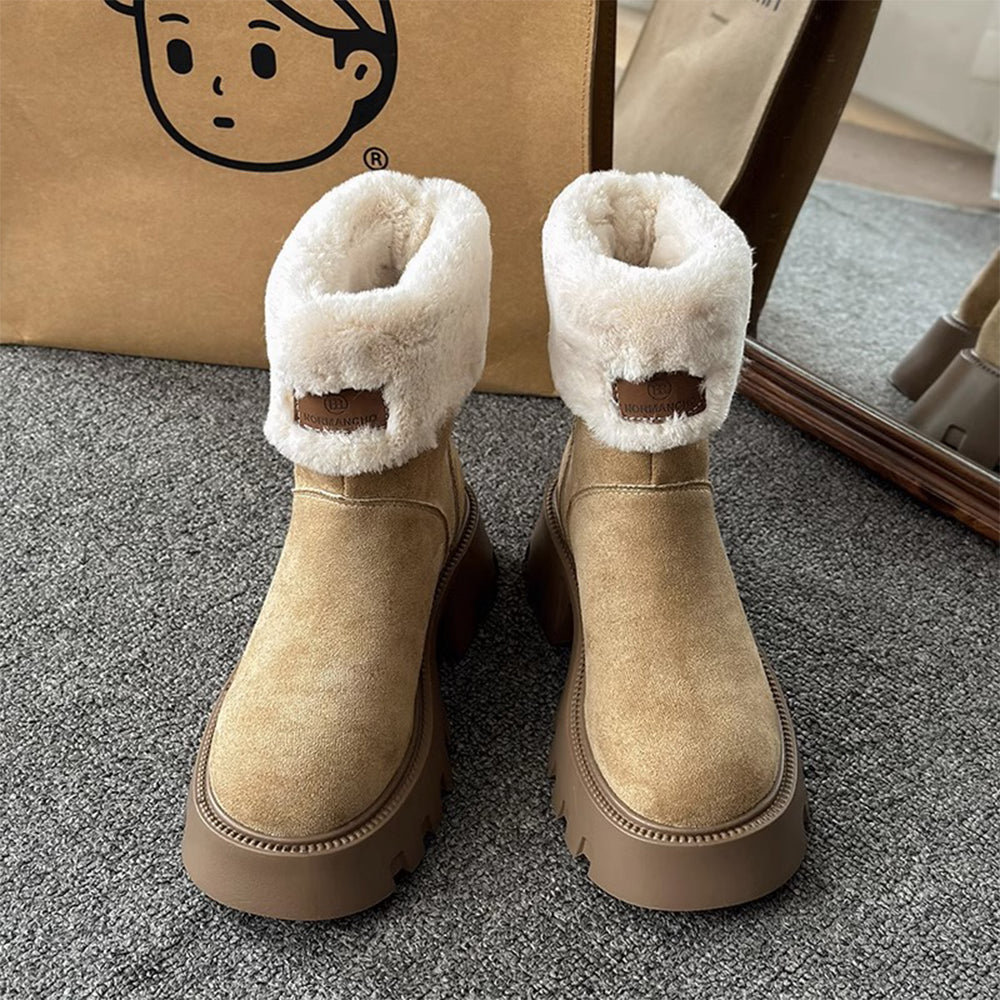 Orthopädische Damenstiefel Damen Fleece Retro Dickbesohlte Warme Kurze Stiefel