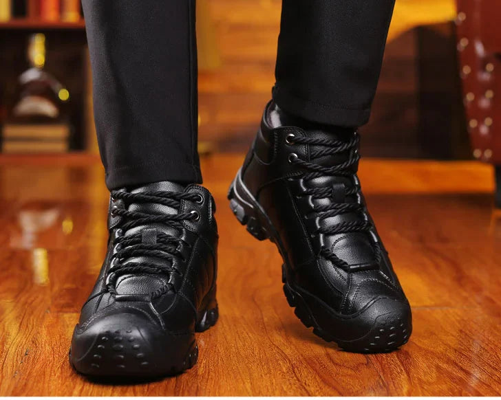 Winterstiefel – Wasserdichte pelzgefütterte Lederstiefel für Herren