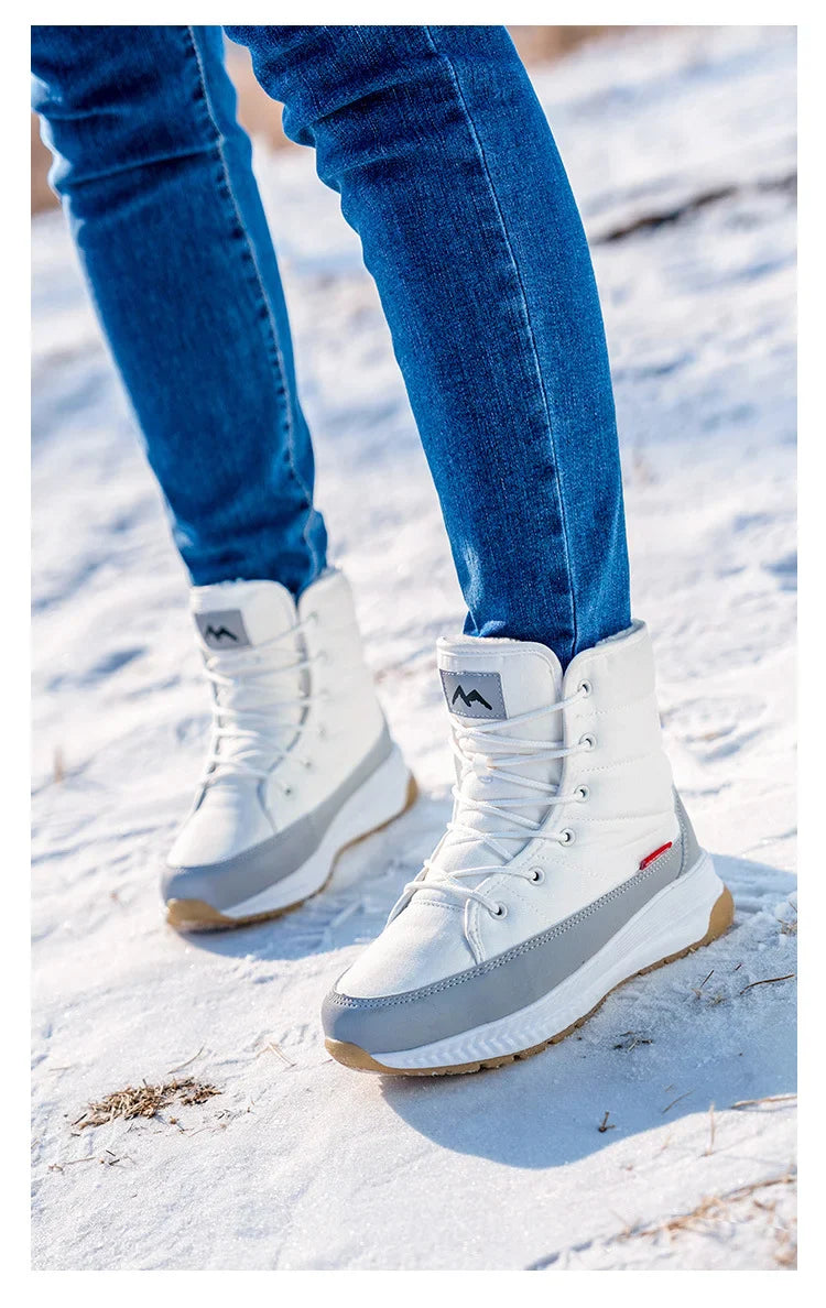 Winter-Schneestiefel aus rutschfestem Samt mit Schnürung