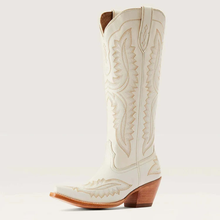 Bestickte Westernstiefel mit Blockabsatz und niedrigem Absatz