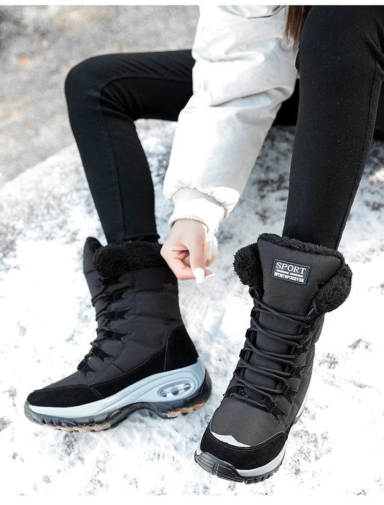 Neue Winterstiefel für Damen warm bis zur Mitte der Wade Schneestiefel