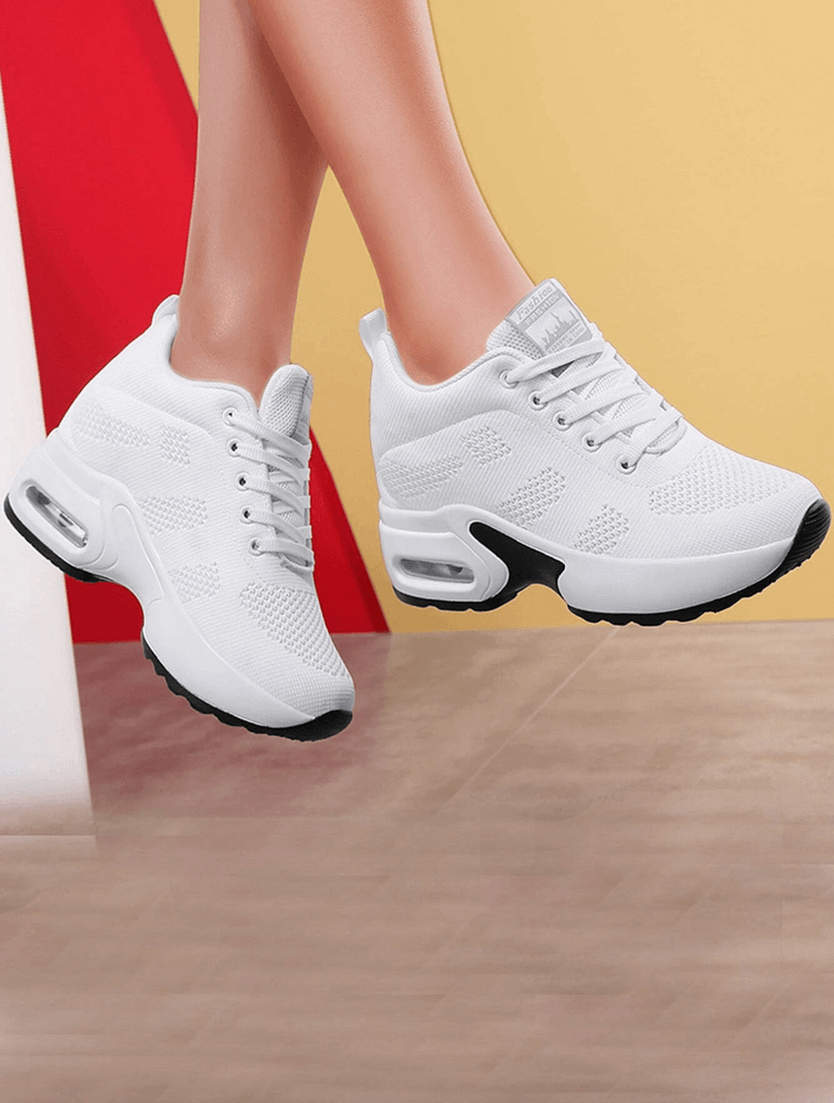 Atmungsaktive Casual Sports Wedge Platform Air Cushion Sneakers mit Schnürung aus Mesh