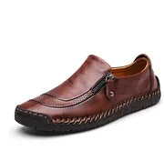 Herren Slipper aus Leder mit handgenähtem Reißverschluss