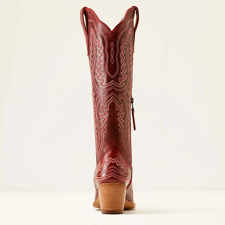 Bestickte Westernstiefel mit Blockabsatz und niedrigem Absatz