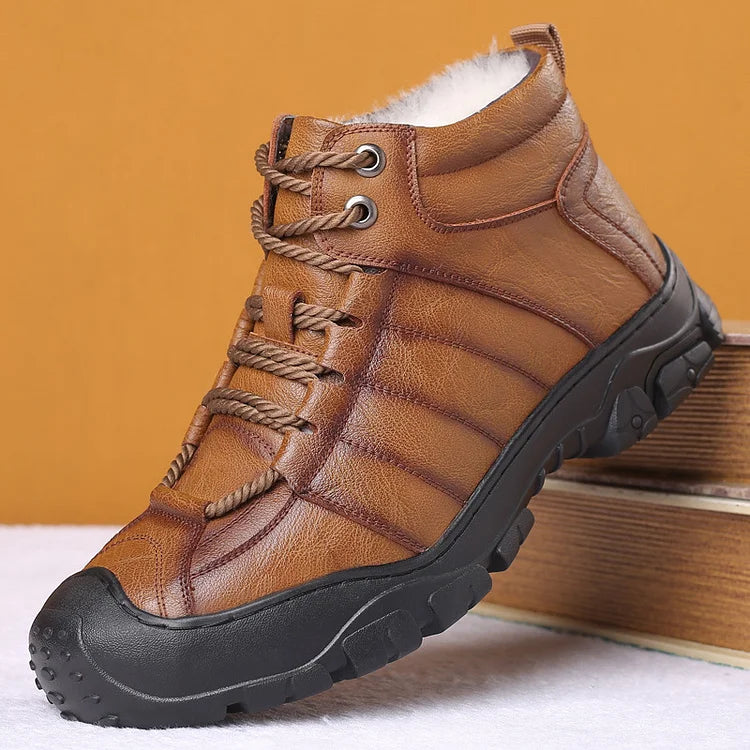 Winterstiefel – Wasserdichte pelzgefütterte Lederstiefel für Herren
