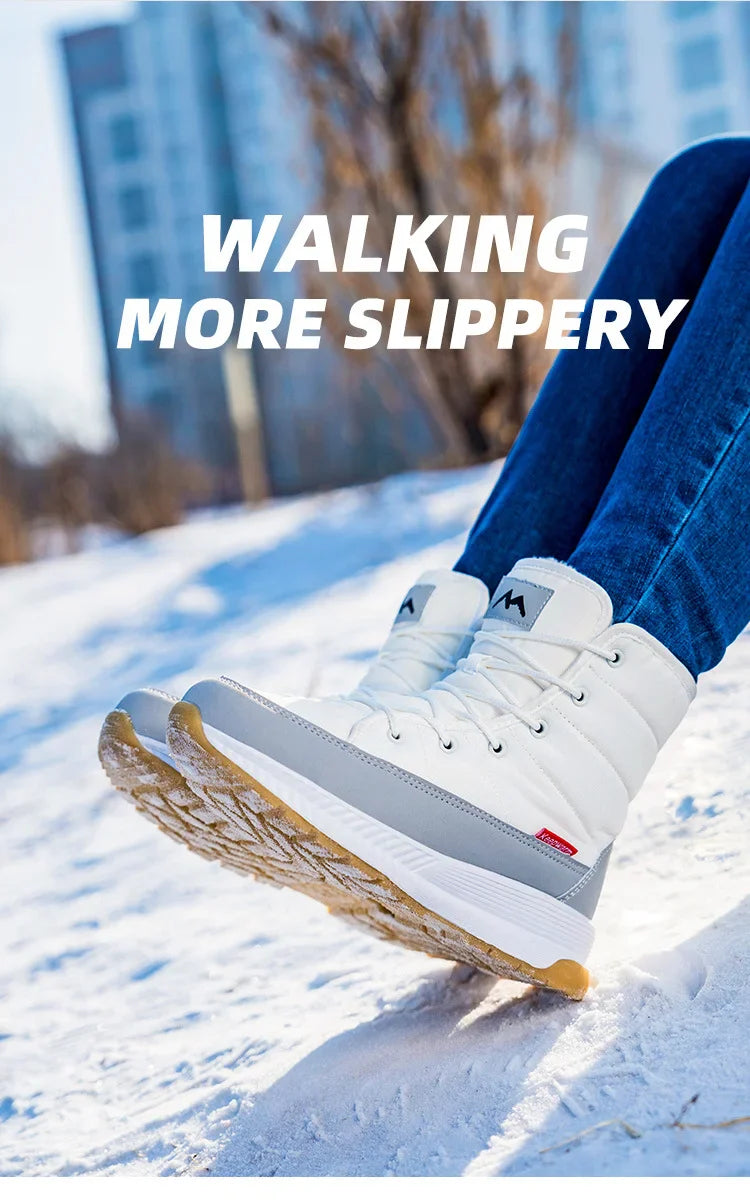 Winter-Schneestiefel aus rutschfestem Samt mit Schnürung