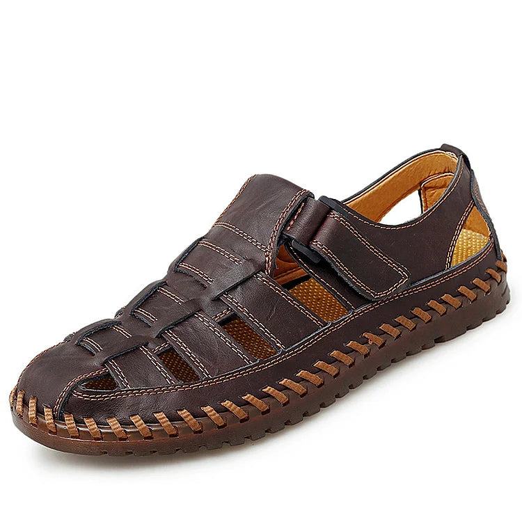Handgenähte Freizeitsandalen aus weichem Leder für den täglichen Gebrauch im Sommer für Herren