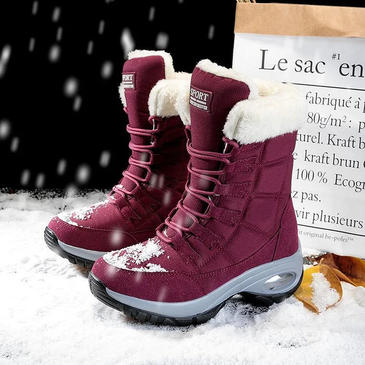 Neue Winterstiefel für Damen warm bis zur Mitte der Wade Schneestiefel