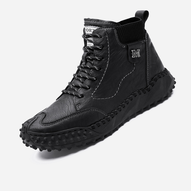 Herren Stiefeletten Winter Warme Schneestiefel Dicker Plüsch Herren Handgefertigte Lederstiefel Outdoor Wasserdichte Arbeitsstiefel